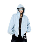 Women Oversized Hoodie, Allover Cross Print Hooded Sweatshirt