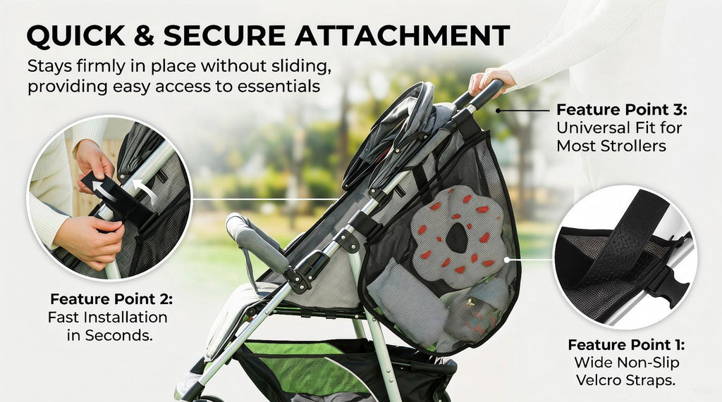 Baby Stroller Side‑Hang Organizer | Large Capacity Bottle Storage Hanging Bag