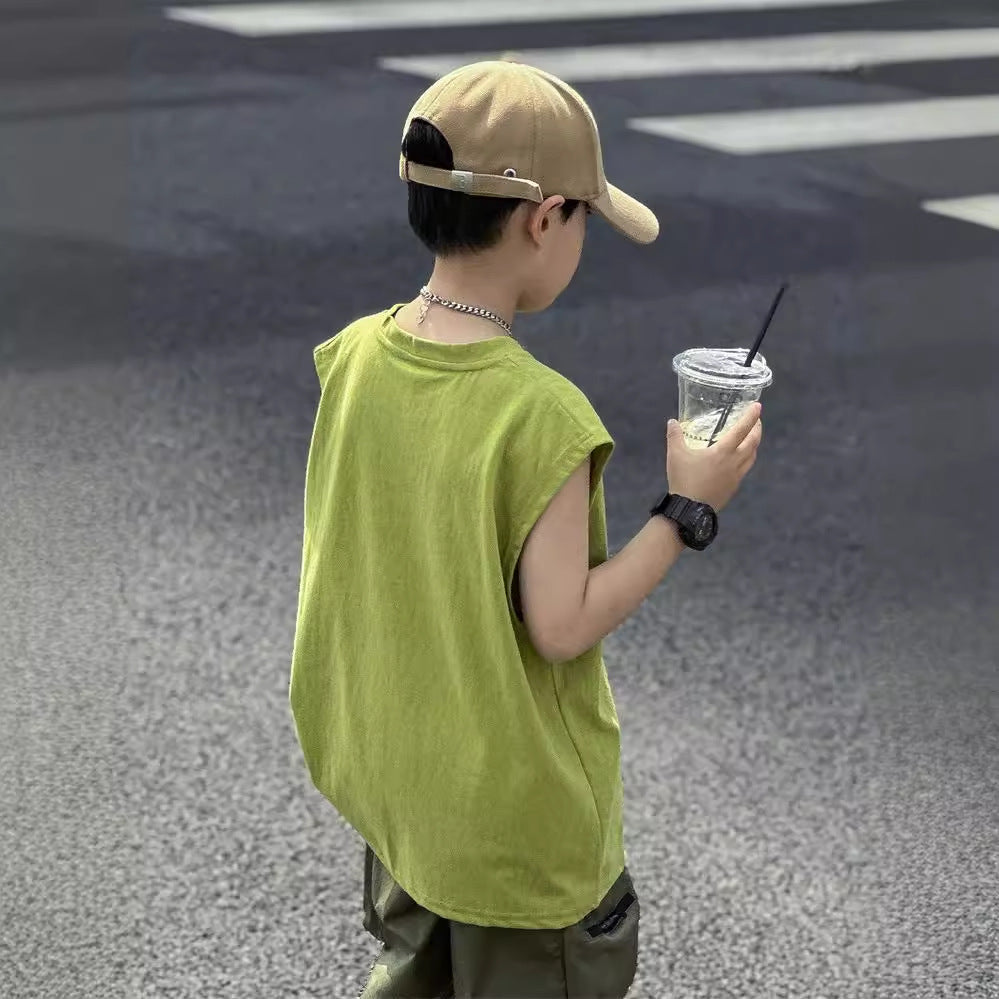 Dopamine Green Boys Sleeveless Vest