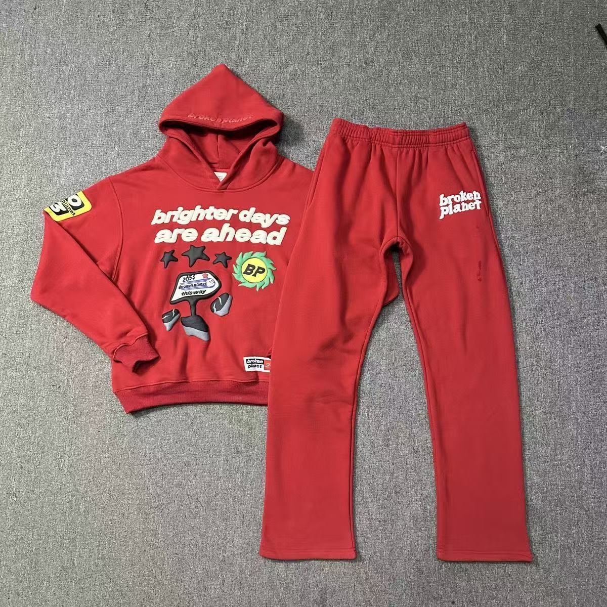 BrokenPlanet Oversized Foam Print Fleece Streetwear Set, Zip Hoodie + Sweatpants