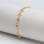 Evil Eye Anklet with Colorful Droplets