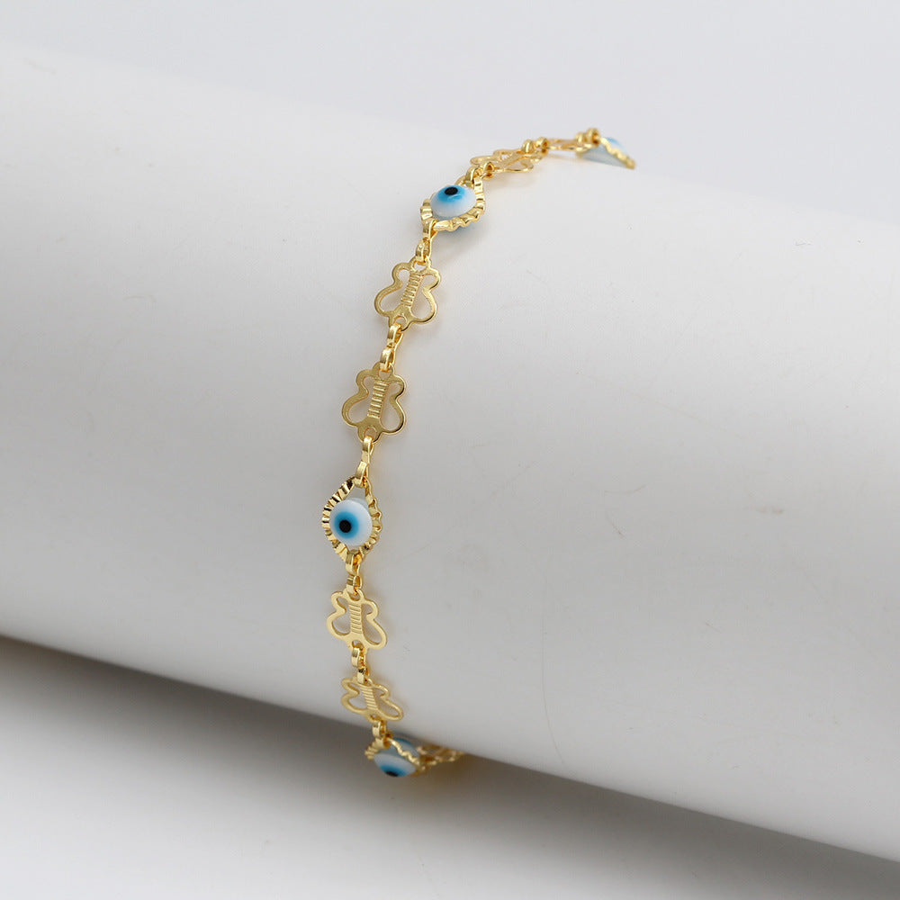 Evil Eye Anklet with Colorful Droplets