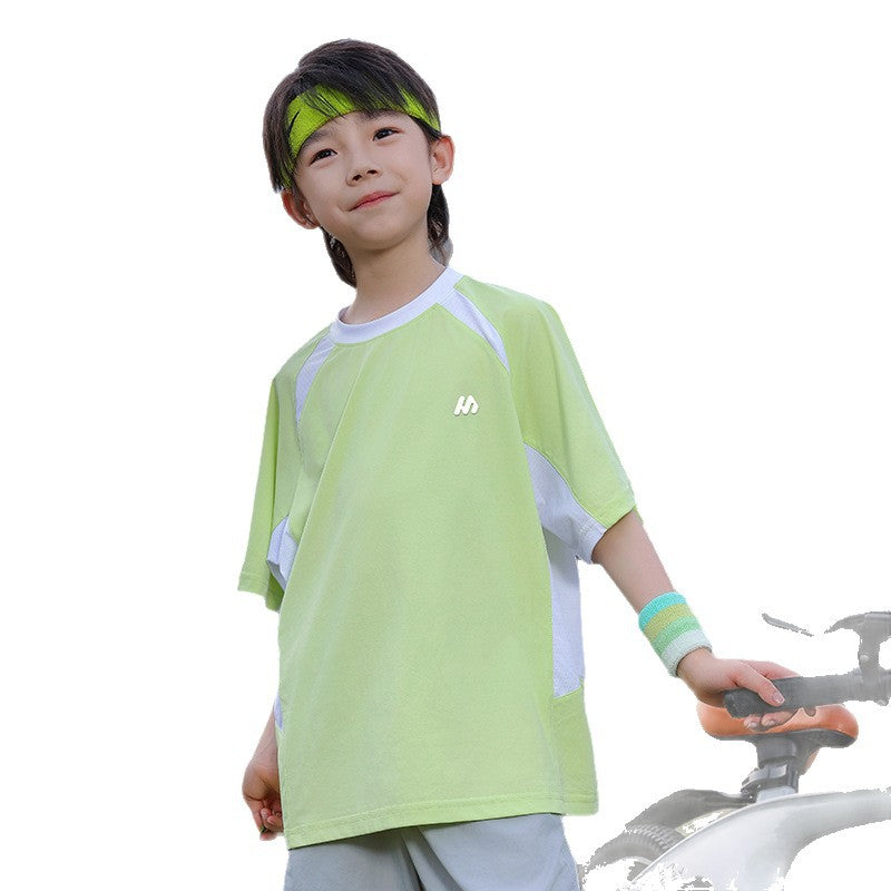 Boys Color Block Cooling Quick-Dry T-Shirt