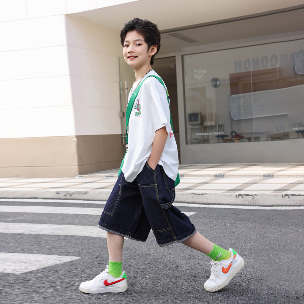 Boys' Lightweight Short-Sleeve T-Shirt with Car Print