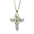 Zircon Evil Eye Cross Pendant Necklace