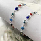 Mixed-color evil eye stainless steel bracelet