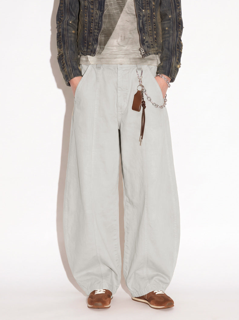 Pure Cotton Curved-Seam Work Trousers