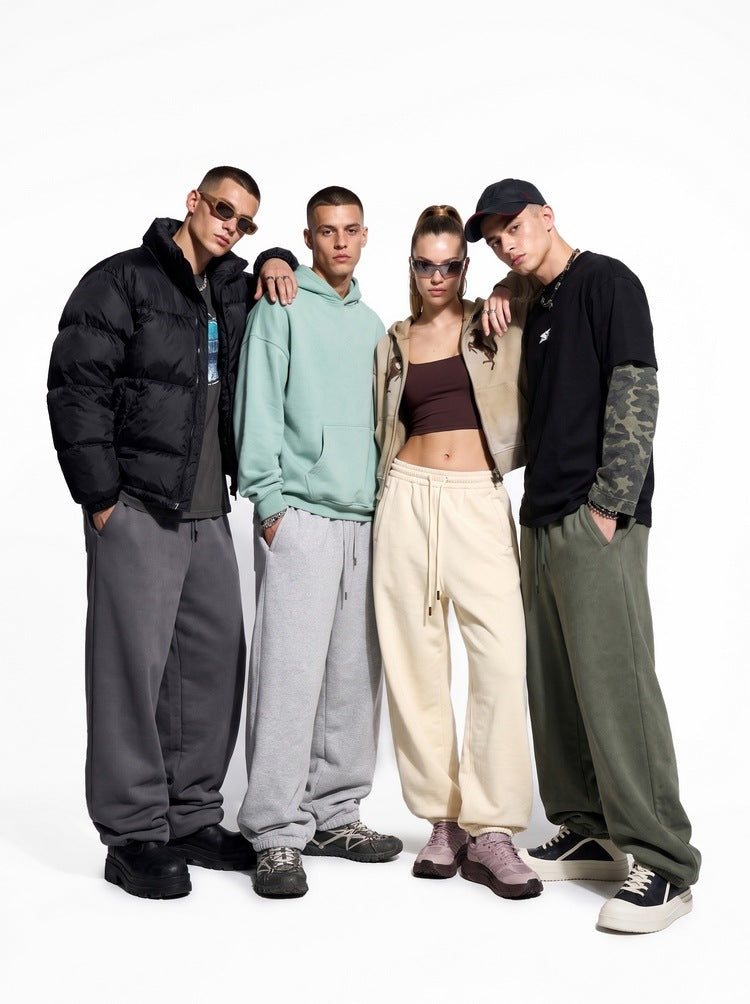 Unisex Fleece-Lined Joggers with Cuffed Hems