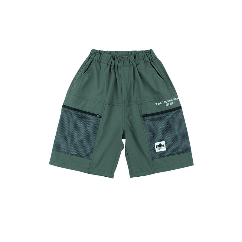 Minimalist Color Block Splicing Shorts, Mountain Style