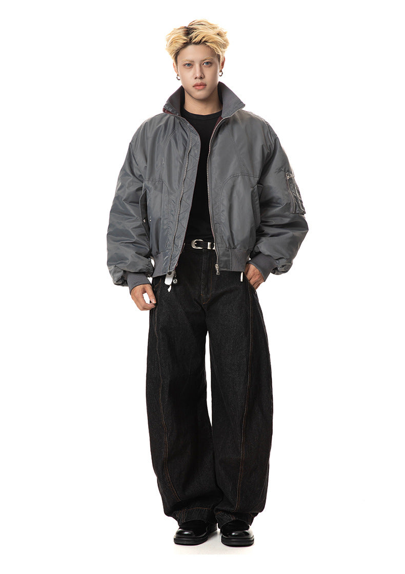 silhouette loose short aviator cotton jacket, thickened warm cotton clothes in winter, the same for men and women