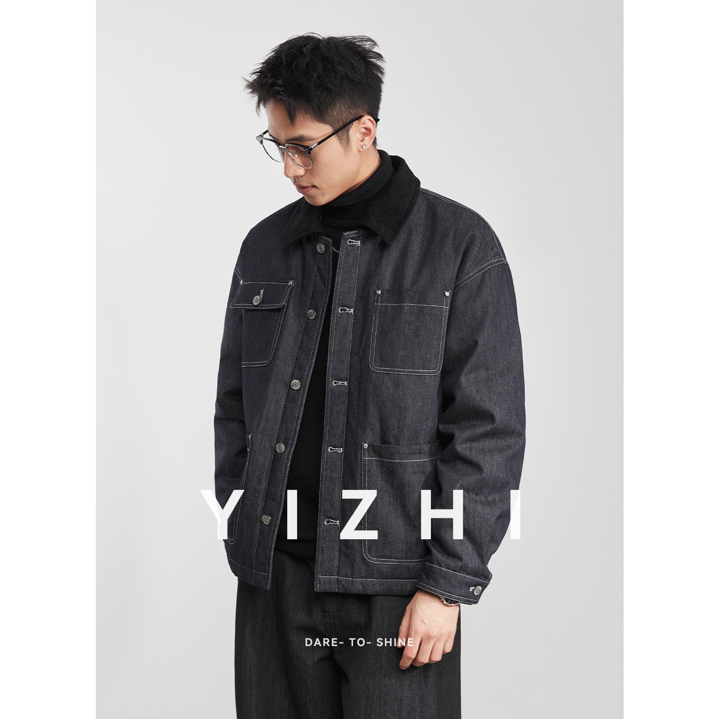 90 white duck down American retro denim down jacket winter men's warm fashion versatile jacket