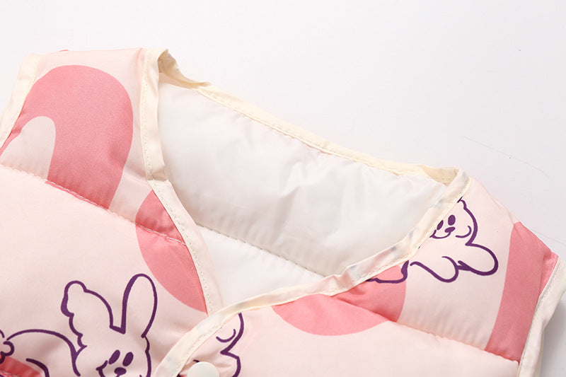 2025 autumn and winter new children's down cotton vest, boys and girls, medium and small children's warm vest, trendy vest inside and outside