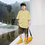 New Embossed Pure Cotton Breathable Short Sleeve T-Shirts for Boys
