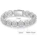 Cuban Bracelet 12mm Wide Rock Sugar Chain Zircon Tennis Bracelet Flip