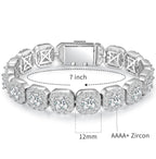 Cuban Bracelet 12mm Wide Rock Sugar Chain Zircon Tennis Bracelet Flip