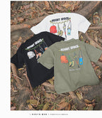 Outdoor-style graphic short-sleeve top for older children
