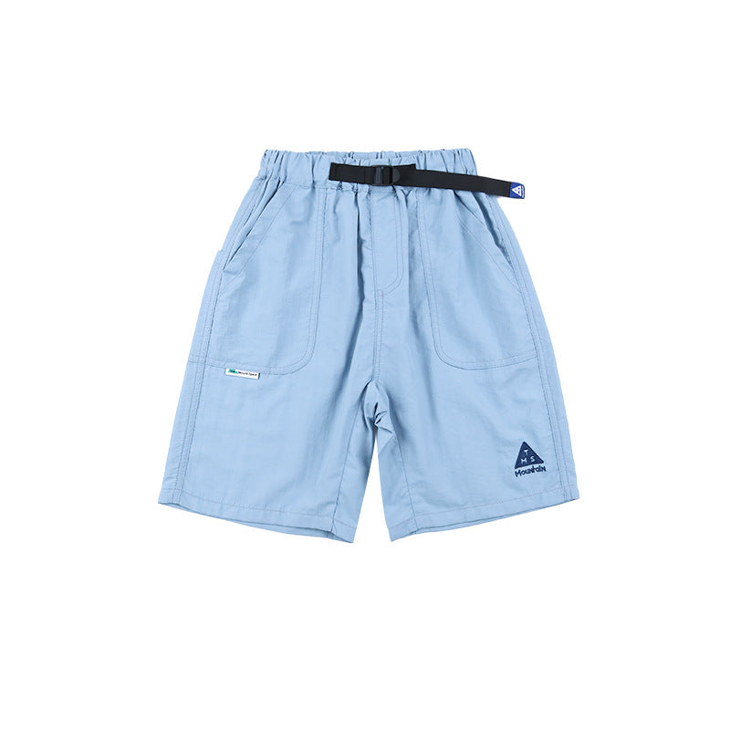 Boys Mountain Style Embroidered Small Logo Versatile Shorts