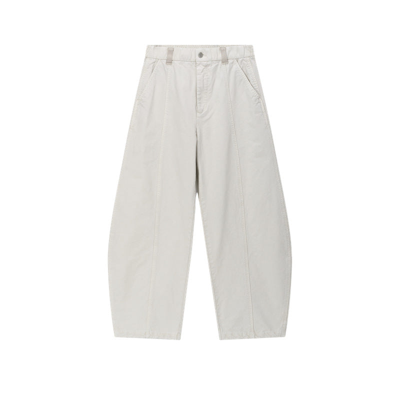 Pure Cotton Curved-Seam Work Trousers