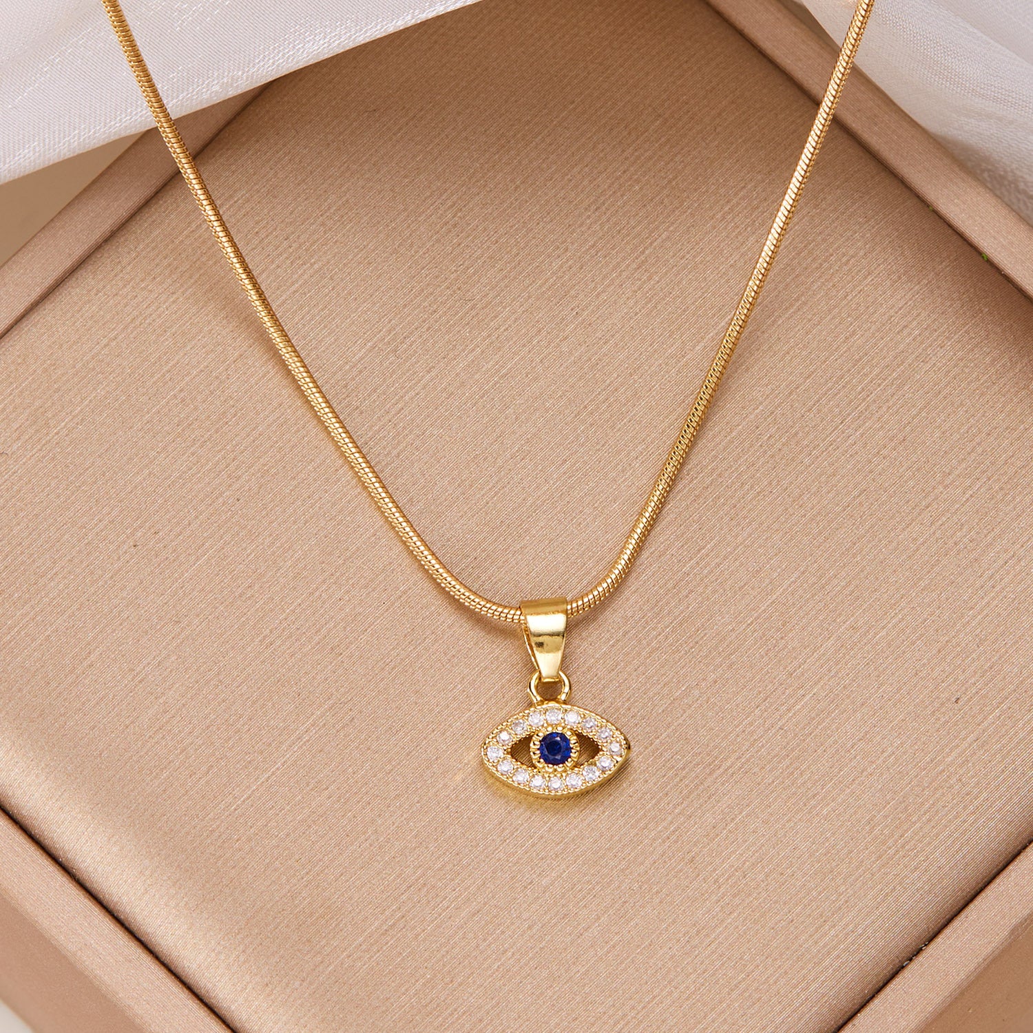 Diamond-encrusted Evil Eye Pendant Necklace