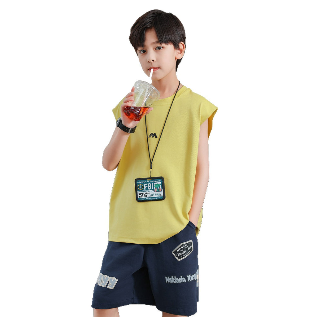 Boys Solid Cotton Sleeveless Vest