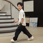 Summer Kids Striped Trim Polo Tee