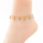 Trendy zircon evil eye anklet, colorfast