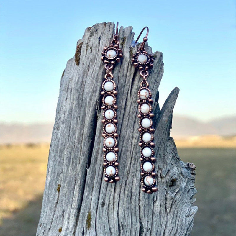 Blazin Roxx Turquoise Stone Bar French Hook Earrings