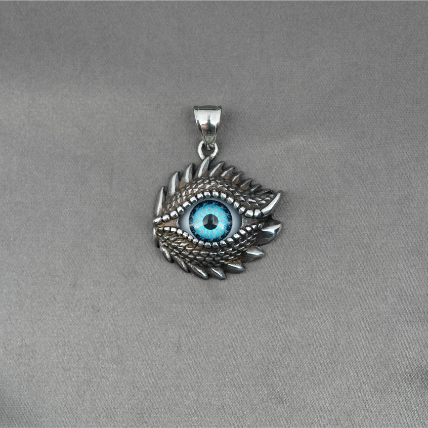 Titanium Steel & Diamond-Inlaid Evil Eye Pendant Hip-Hop Necklace