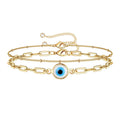 Blue Demon Eye Bracelet Stainless Steel Paperclip Chain