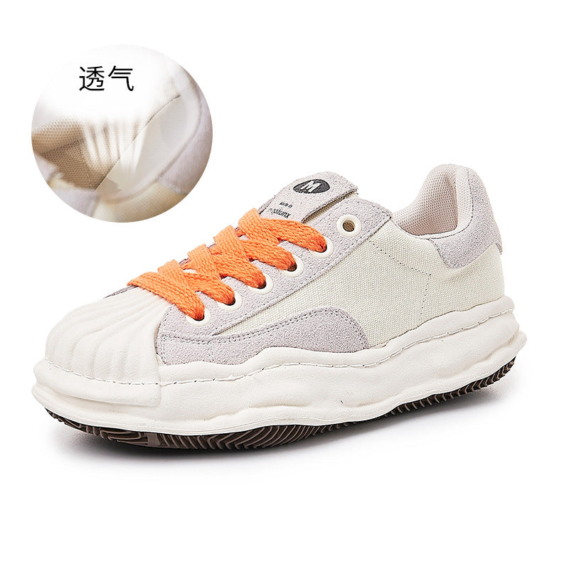 2025 summer new models, shell head dissolving shoes, genuine leather little white shoes, women's versatile casual trendy shoes