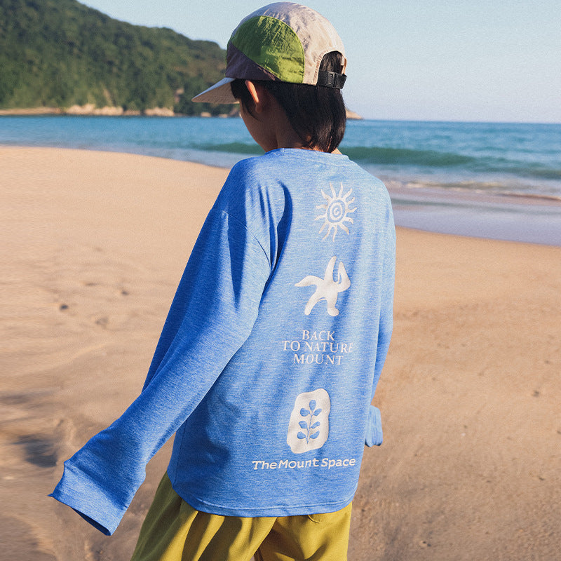 Boys Mountain Style Sun Print Quick Dry Long Sleeve Tee