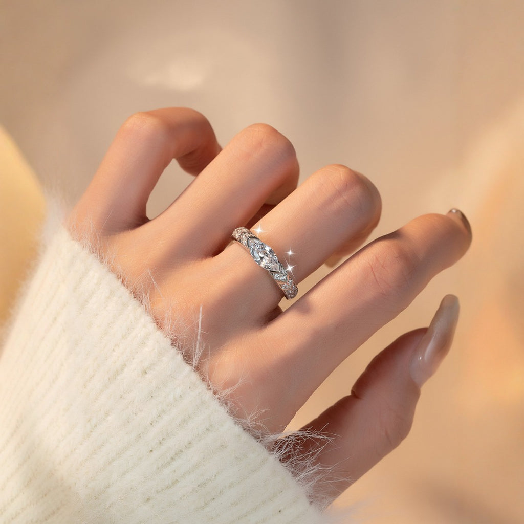 Carbon Diamond Marquise Evil Eye Ring