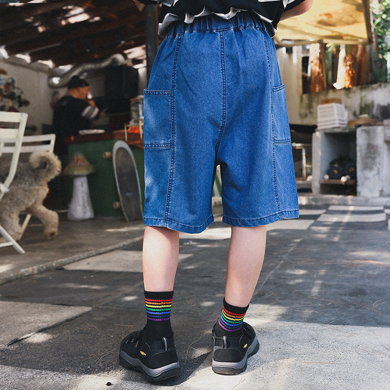 Soft Cotton Kids Mountain Style Denim Shorts