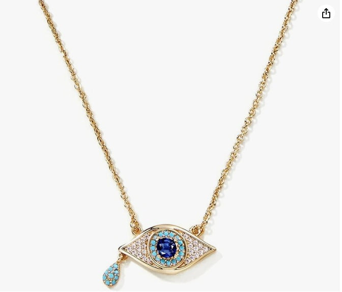 Fully Diamond Evil Eye Necklace