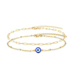 Blue Demon Eye Bracelet Stainless Steel Paperclip Chain