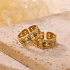 Colorful Enamel "Evil Eye" Stainless Steel Ring