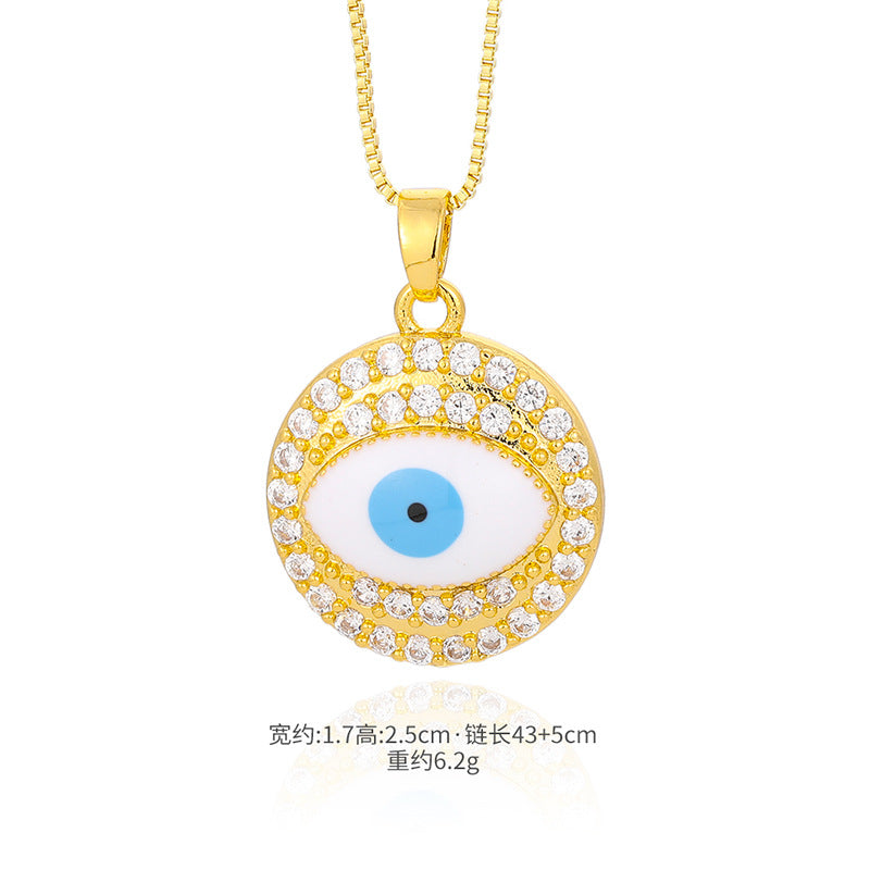 Evil Eye Necklace, Colorfast, Summer Oil-Drip Pendant
