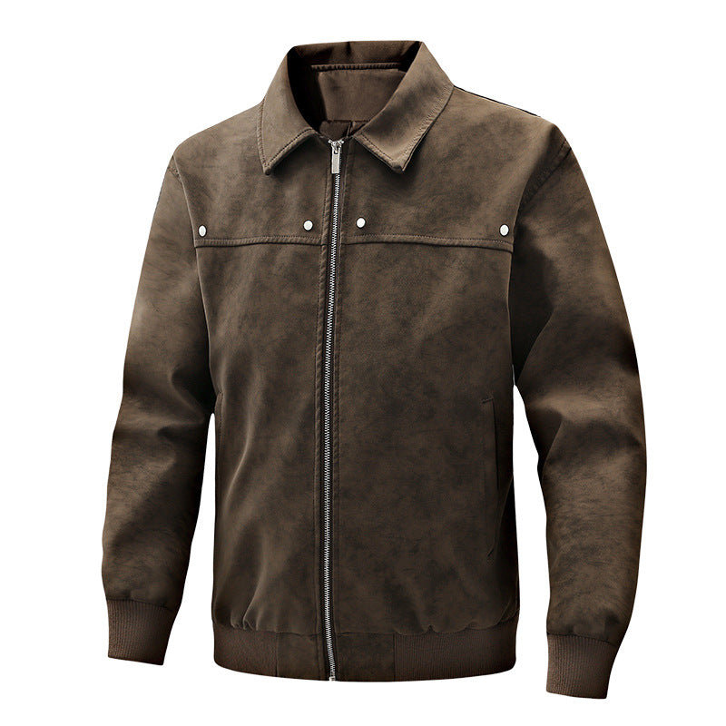 Trendy Winter Men's PU Cotton-Lined Jacket - Casual Versatile Leather