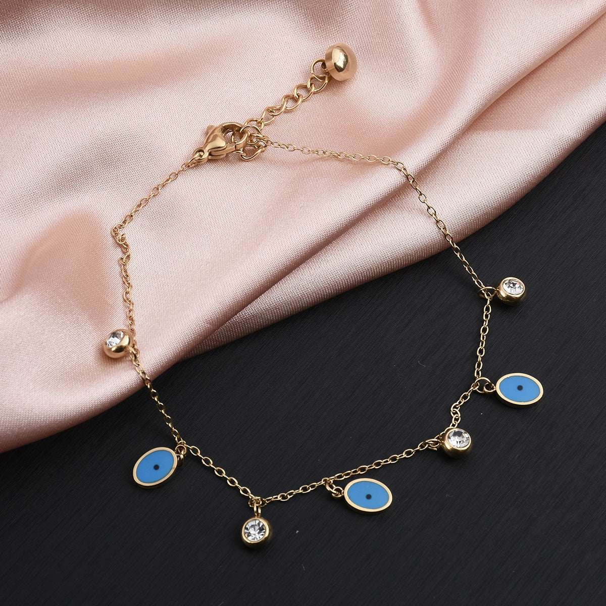Blue Devil's Eye Stainless Steel Anklet