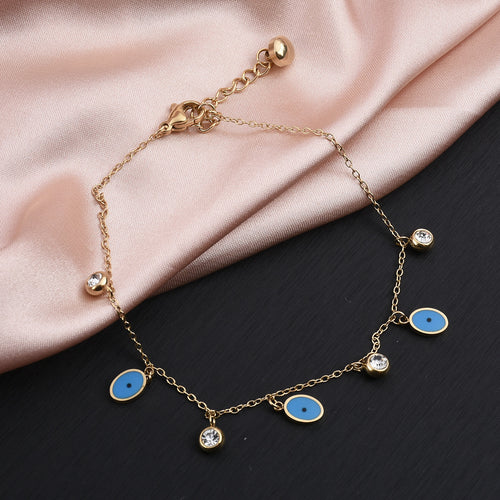 Blue Devil's Eye Stainless Steel Anklet
