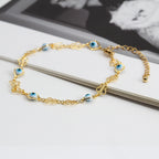 Evil Eye Anklet with Colorful Droplets