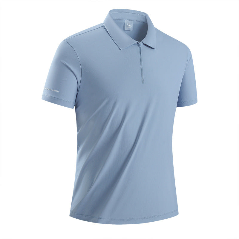 Men's Half‑Zip Short Sleeve Polo Shirt, Breathable Antibacterial Ultra‑Light T‑Shirt