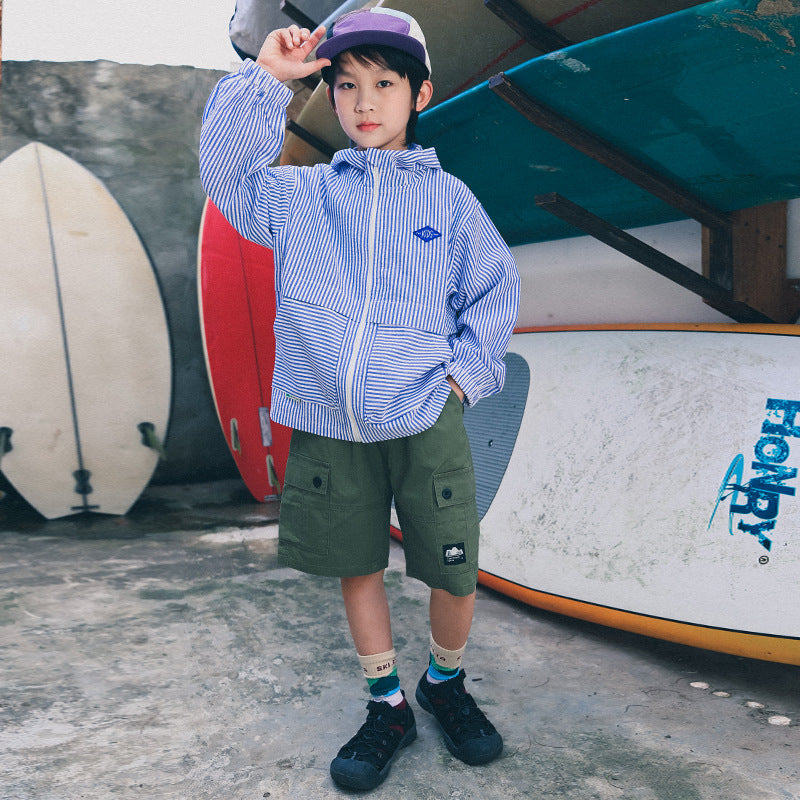 Mountain Style Blue Stripe Casual Jacket