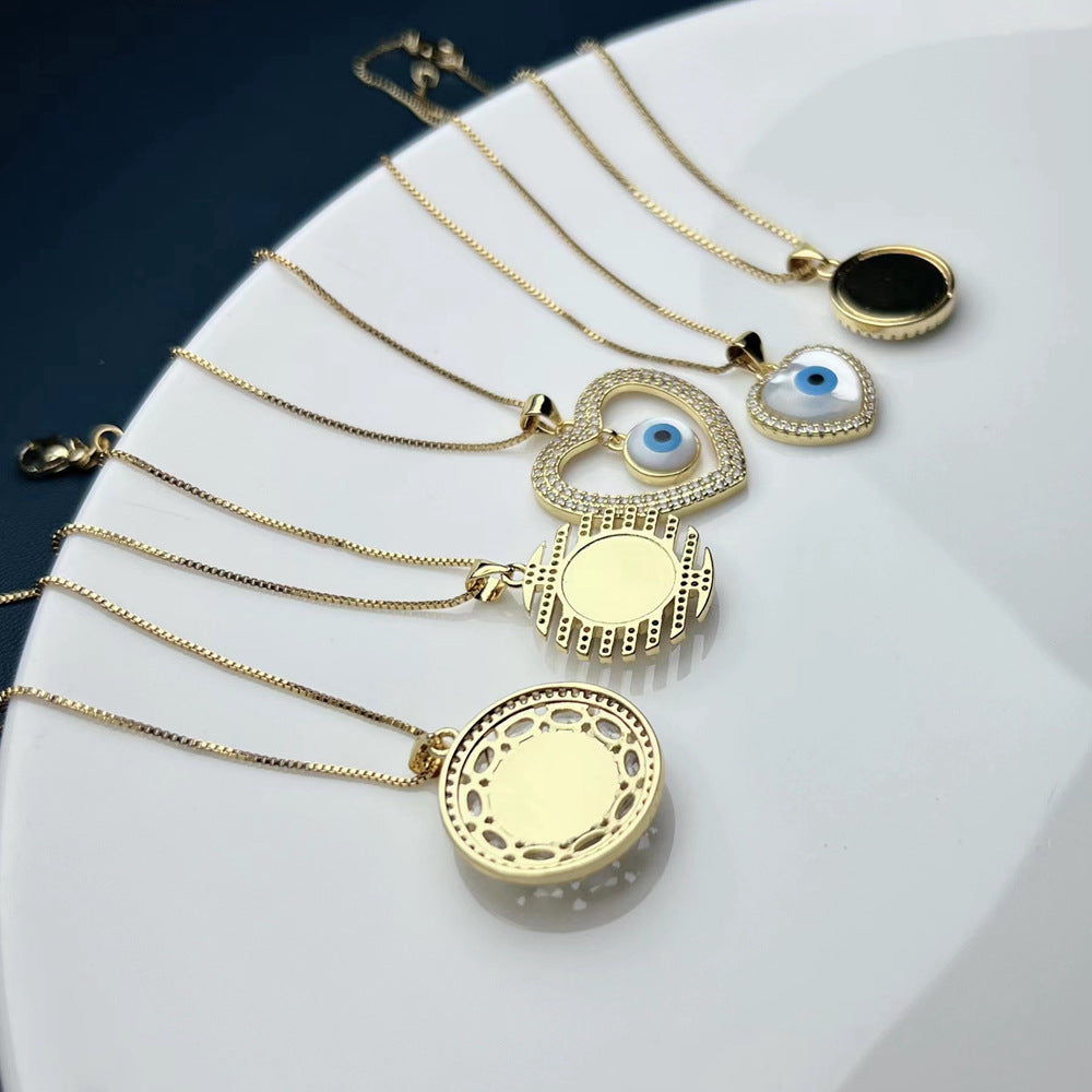 Evil Eye Necklace with Shell and Zircon Pendant