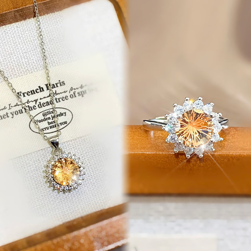 Sunflower is as bright as ice fireworks necklace ring