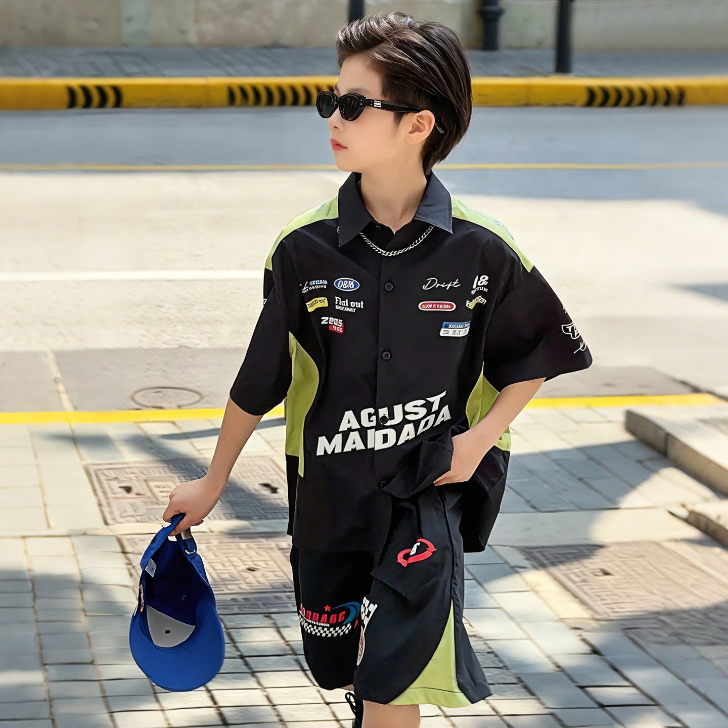 Boys' Lightweight Pure Cotton Racing-Style Shirt
