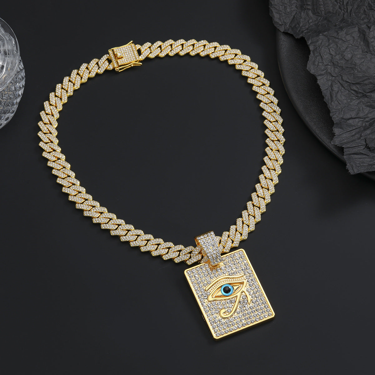 Hip Hop Square Evil Eye Necklace