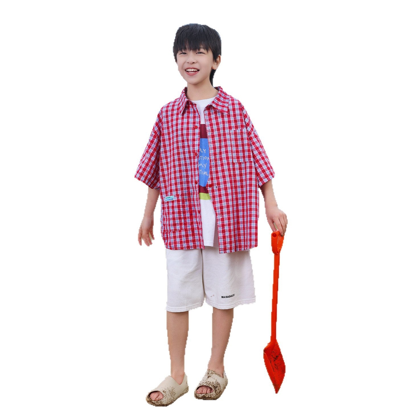 Boys' Lightweight Plaid Shirt with Pockets