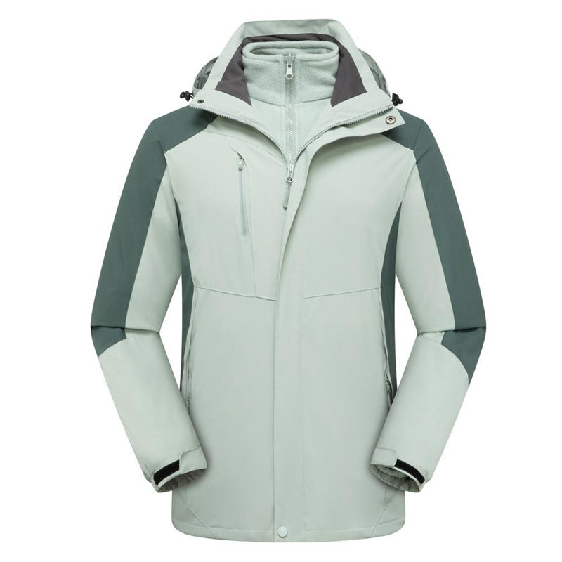 A Must-Have for Winter Outdoor Hiking! Unisex Couple’s 3-in-1 Shell Jacket, Thickened for Warmth, Balancing Casual Style and Trendiness, Youth-oriented Outerwear