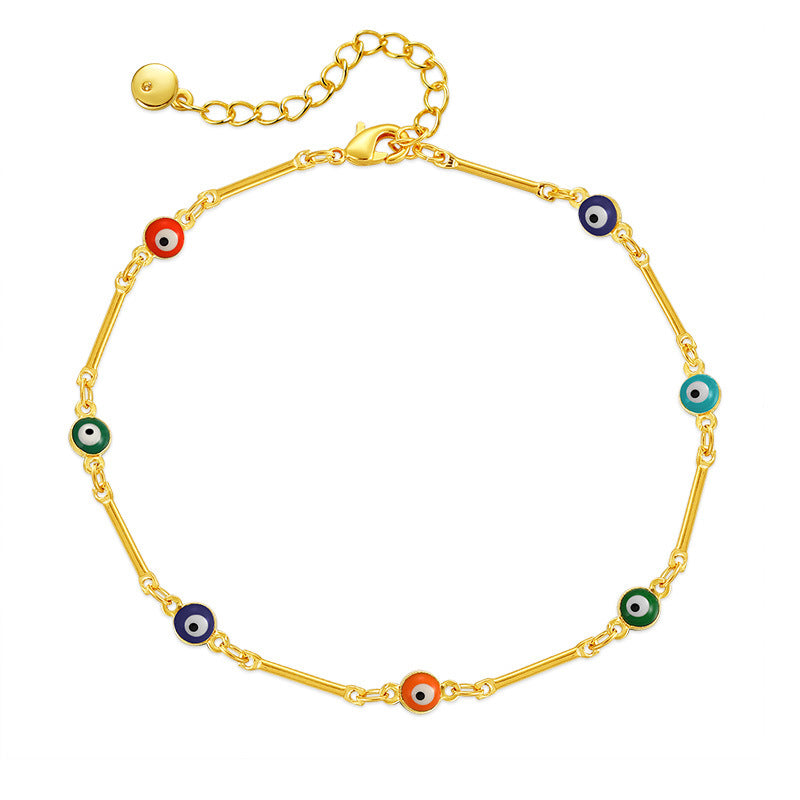 Evil Eye Popular Colored Oil Drip Anklet